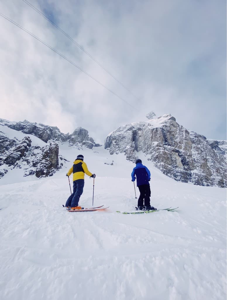 Skiers on the mountain
